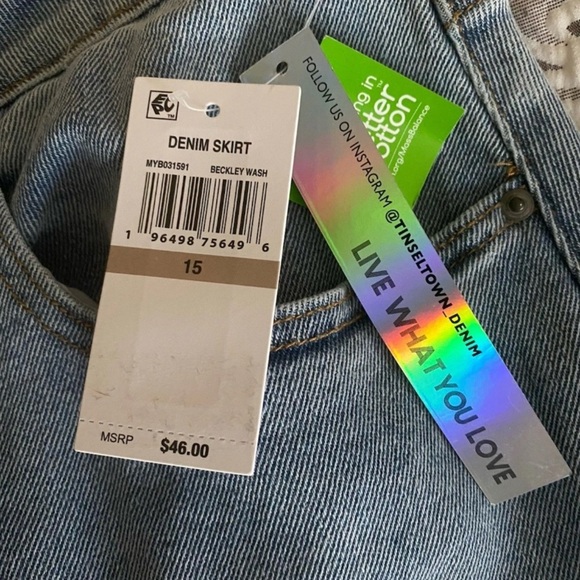 Tinseltown Juniors Maxi Cargo High Rise Denim Skirt Size 15 Grunge 90’s Vibe NWT - Picture 6 of 9